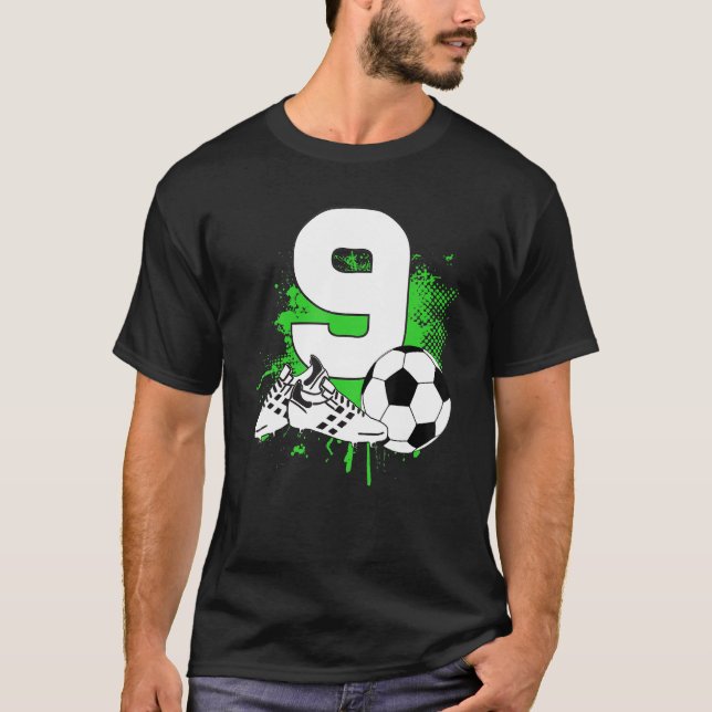 9-årig Dabbing-pojke Fotbollsspelare 9-årsdag T Shirt (Framsida)