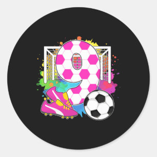 9-årig födelsedagsflicka 9-års födelsedag Fotboll Runt Klistermärke