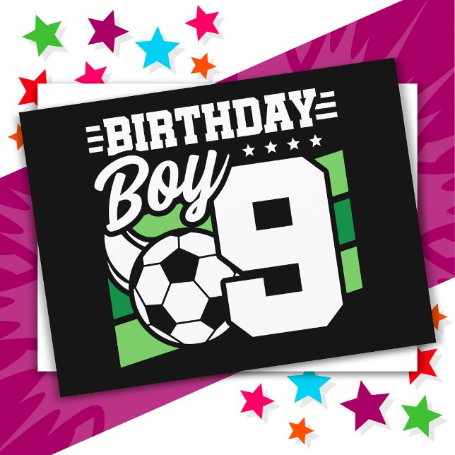9 Årig Fotbollsfest 9-årsdag Pojke Vykort (Skapare uppladdad)