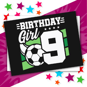 9 Årig Fotbollsfest Födelsedagsfirande 9-års Pojke Vykort