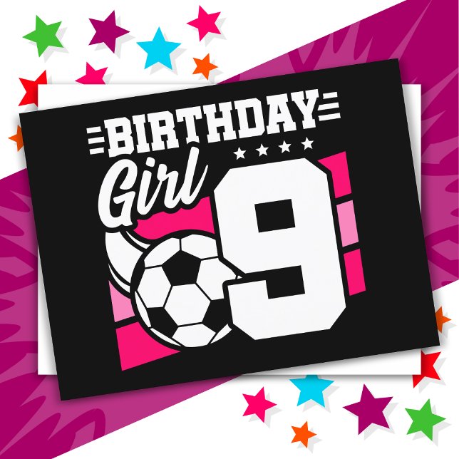 9 Årig Fotbollsfest Födelsedagsfirande 9-års Pojke Vykort (Skapare uppladdad)