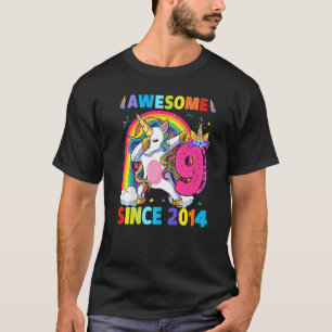 9-årig Unicorn Dabbing 9:e födelsedagsflickan Unic T Shirt