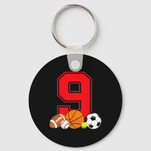 9-åriga basketbollsfotbollsfotbollsfotbollsfotboll nyckelring