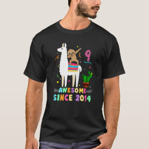9-åriga Dab Sloth Riding Unicorn 2014 9:e födelsed T Shirt