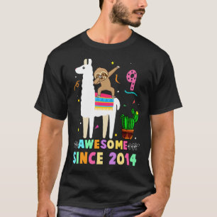 9-åriga Dab Sloth Riding Unicorn 2014 9:e födelsed T Shirt