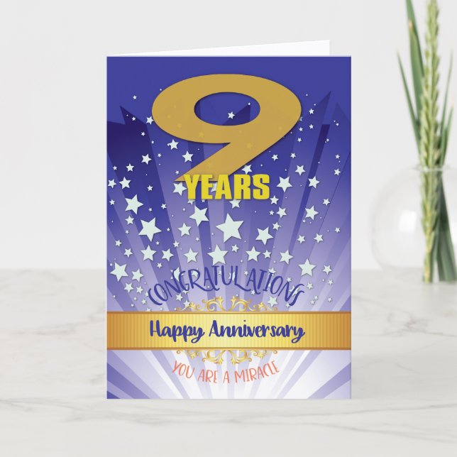 9 års återställningsårsdag, fet siffra kort (Framsida)