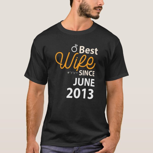 9-års bröllopsdag Bästa fru sedan juni 2013 T Shirt (Framsida)