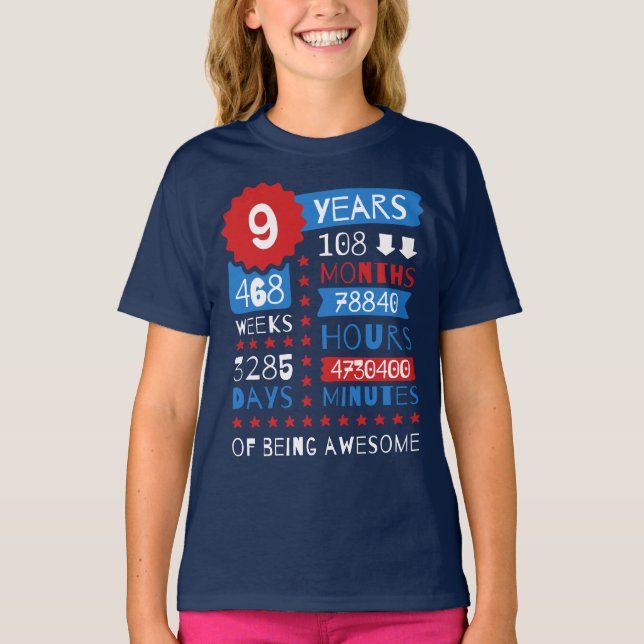 9 ÅRS Fantastisk - 9:e födelsedagspressen T Shirt (Framsida)