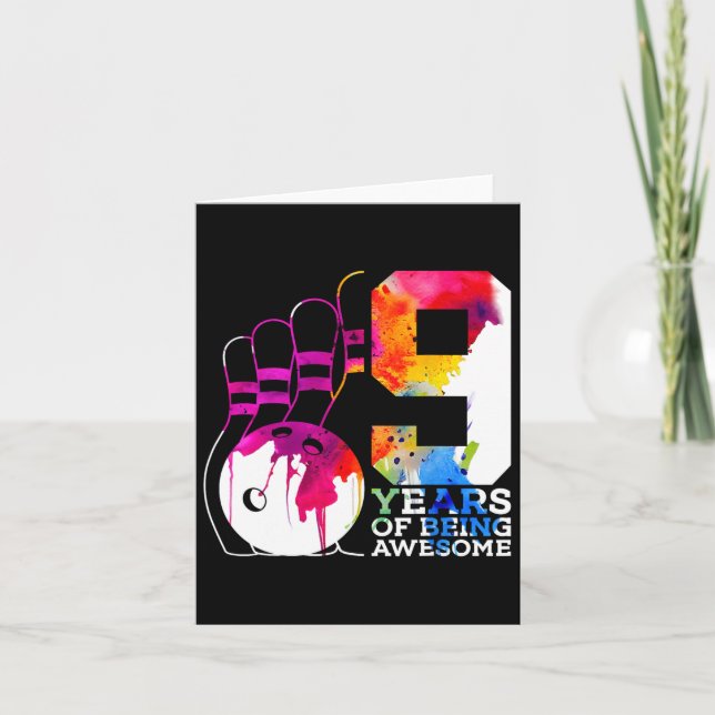 9 års Fantastisk Bowling 9:e födelsedagen Kort (Framsida)