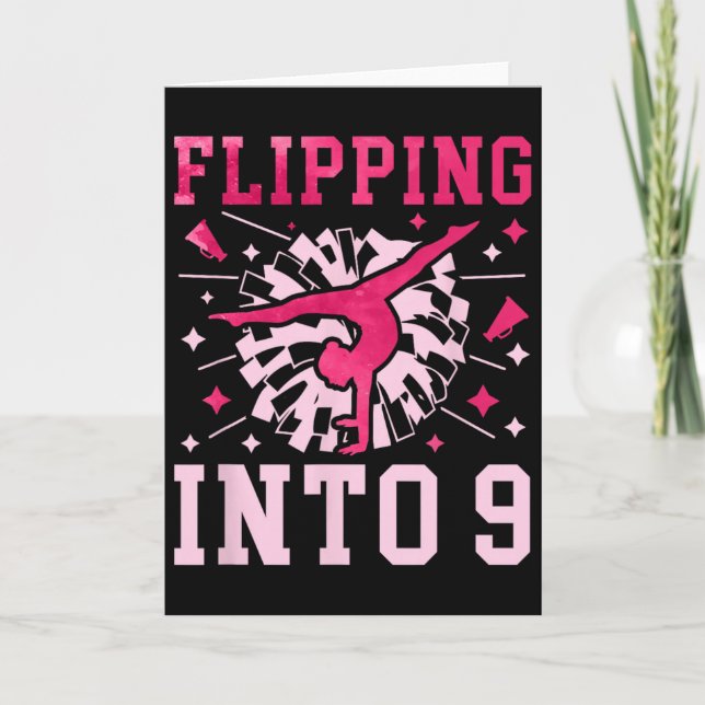9-års födelsedag Cheerleading Flicka Nio år gammal Kort (Framsida)