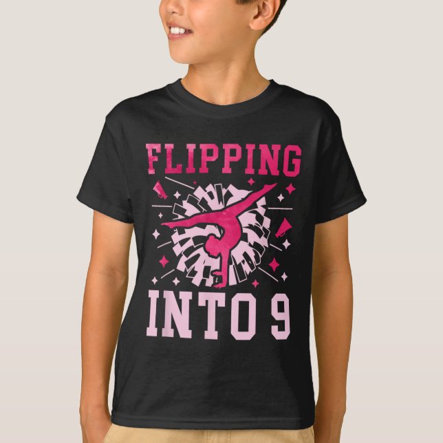 9-års födelsedag Cheerleading Flicka Nio År Gammal T Shirt (Framsida)