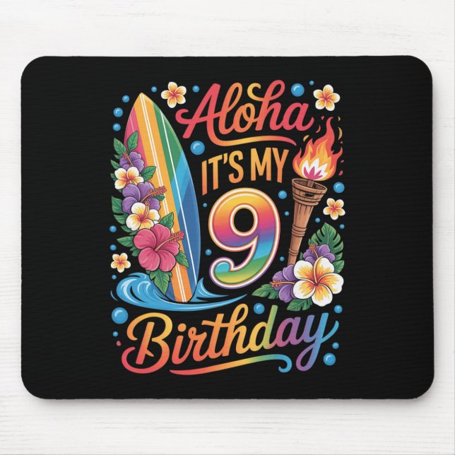 9-års födelsedag Hawaii Aloha Tropisk Semester Kry Musmatta (Framsidan)