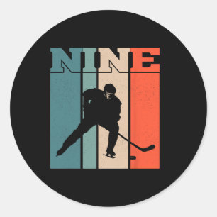 9-års födelsedag Retro ishockey 9 år gammal pojke Runt Klistermärke