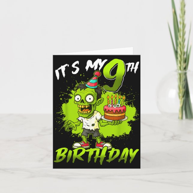 9-års födelsedag Zombie 9 år gammal Glad Halloween Kort (Framsida)