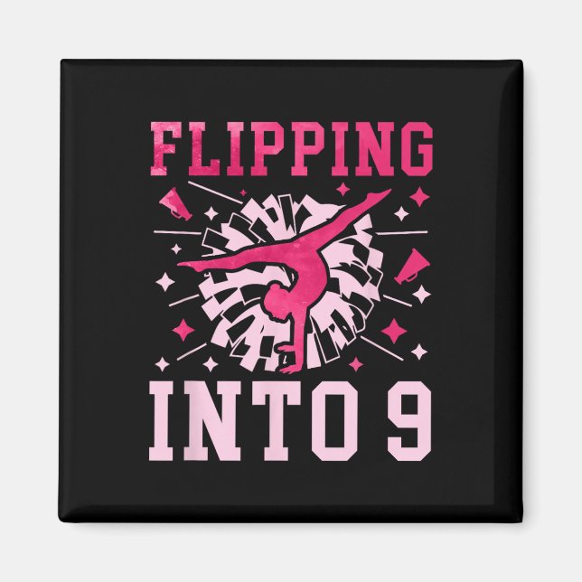 9-års födelsedags Cheerleading Flicka Nio År Gamma Magnet (Framsidan)