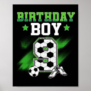 9-års födelsedags pojke fotboll 9 år gammal sport poster