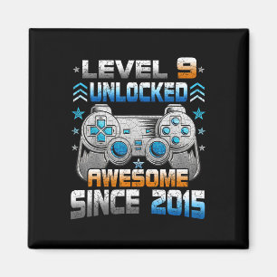 9 Års Födelsedagsbarn Pojke Gamer 9 År Nivå 9 Ej Magnet