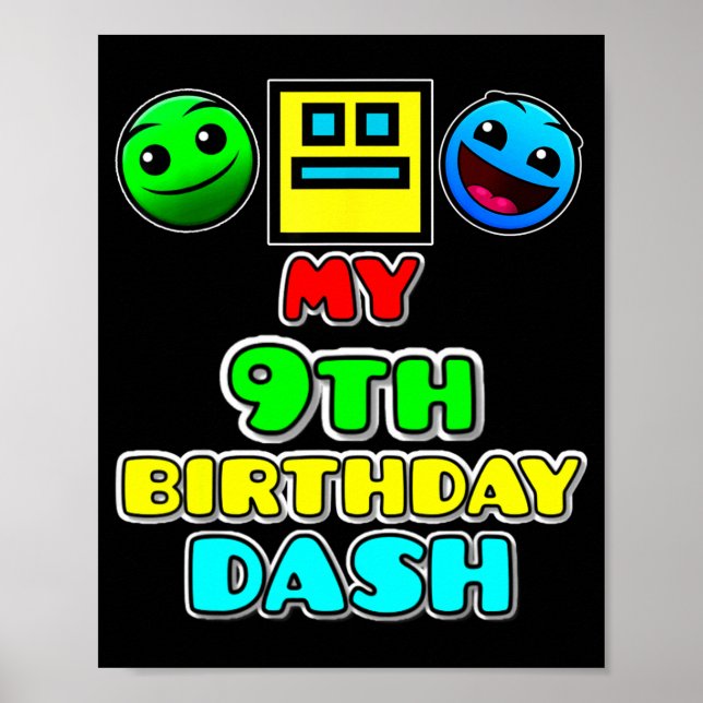 9-års födelsedagsdash tv-spel tema barnkalas poster (Framsidan)