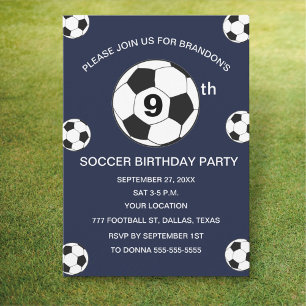 9-års födelsedagsfest Fotboll Blå Pojkar Sport Inbjudningar