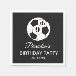 9-års födelsedagsfest Fotboll Svarta Pojkar Sport Pappersservett