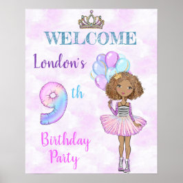 9-års födelsedagsflicka prinsessa afroamerikansk poster