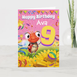 9 års födelsedagskort Little Ladybug range Anpassn Kort