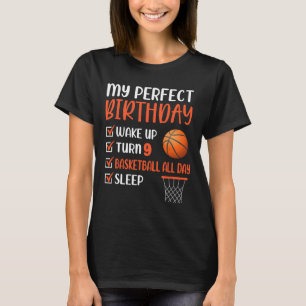 9 års gammal basketboll Födelsedagsfest 9:e pojkda T Shirt