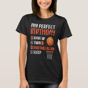 9 års gammal basketboll Födelsedagsfest 9:e pojkda T Shirt