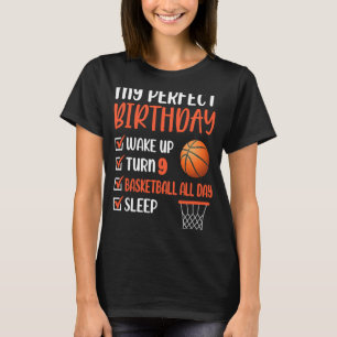 9 års gammal basketboll Födelsedagsfest 9:e pojkda T Shirt