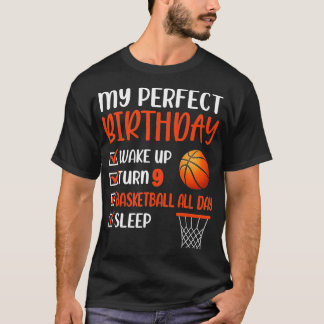 9 års gammal basketboll Födelsedagsfest 9:e pojkda T Shirt