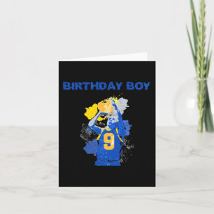 9 års gammal födelsedagspojke, blå och Gult basket Kort