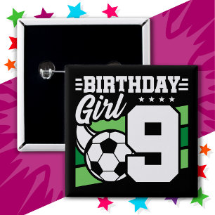 9 års gammal fotboll Party 9:e födelsedagsflickan Knapp