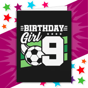 9 års gammal fotboll Party 9:e födelsedagsflickan Kort