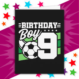 9 års gammal fotbollsmatch Party 9:e födelsedagspo Kort
