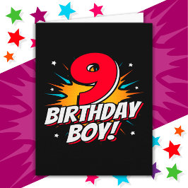 9 års gammal superhjälte Birthday Boy 9 Birthday Kort