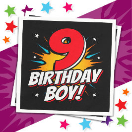 9 års gammal superhjälte Birthday Boy 9 Birthday Pappersservett