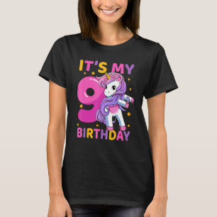 9 års gammal Unicorn-blommande 9:e Födelsedagsfest T Shirt