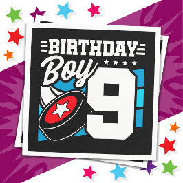 9 års gammalt Hockey Party-tema 9:e födelsedag Pappersservett