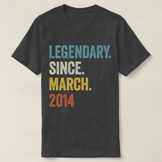 9 års legendary sedan mars 2014 9:e födelsedagen2 t shirt (Design framsida)