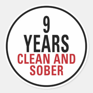 9 års rengöring och sober runt klistermärke