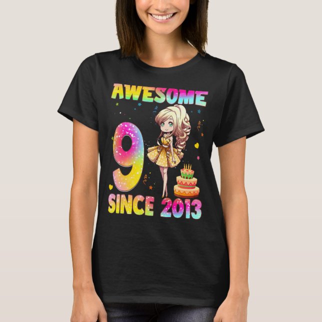 9 års Tonåringar Princess Söta flickor 9th Bir T Shirt (Framsida)
