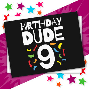 9-årsdag 9-årig pojke fest födelsedags kille 9 vykort