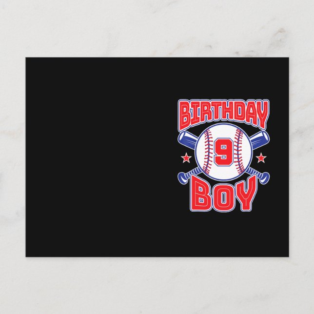 9-årsdag Baseboll Stort Nummer Nio 9 År Gammal Vykort (Framsida)