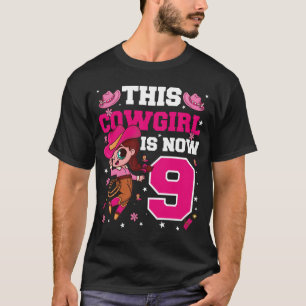 9-årsdag Cowgirl Nio År Gammal Cow Gir T-Shirt