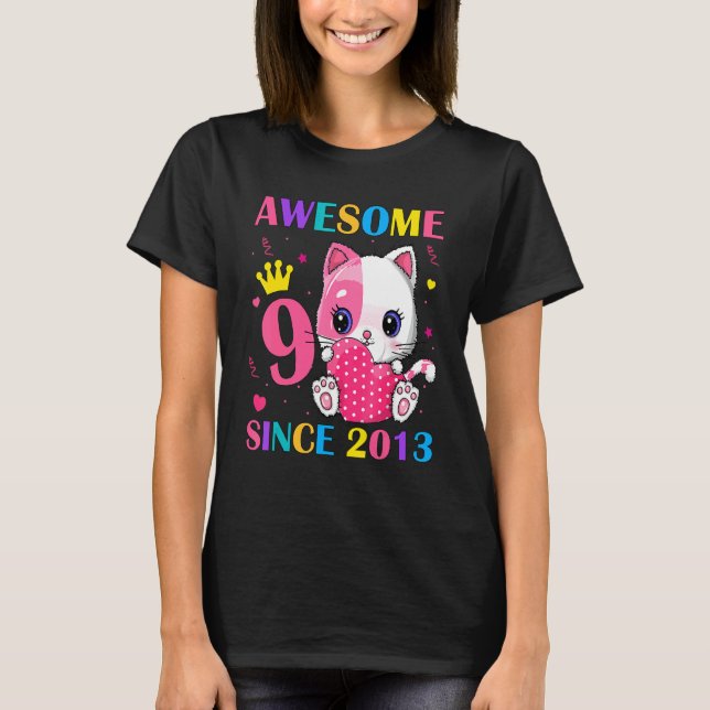 9-årsdag Flicka 9 år Fantastisk Sedan 2013  T Shirt (Framsida)
