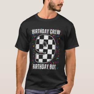 9-årsdag Racing bil skjorta, Racing Flagga Pojke R T Shirt