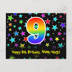 9-årsdag: Roliga stjärnor Mönster, Regnbåge 9, Nam Vykort