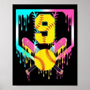 9-årsdag Softll Hemmaplatå Drip Glass 9 År Gammal Poster