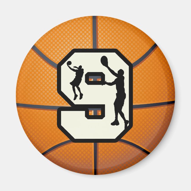 9 basketboll och spelare magnet (Framsidan)