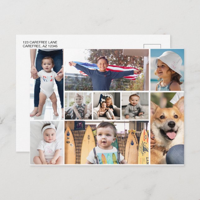 9 Bild Photo Collage Vykort (Fram/baksida)